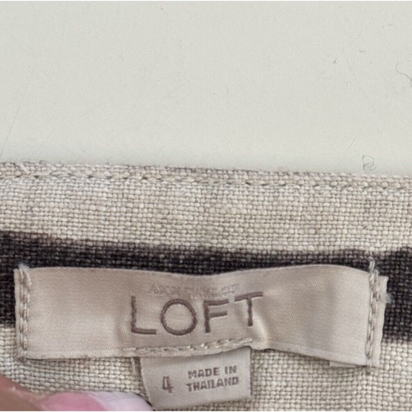 Ann Taylor LOFT 100% Linen Striped Skirt Knee Length Size 4 Classic with Pockets - Picture 9 of 9